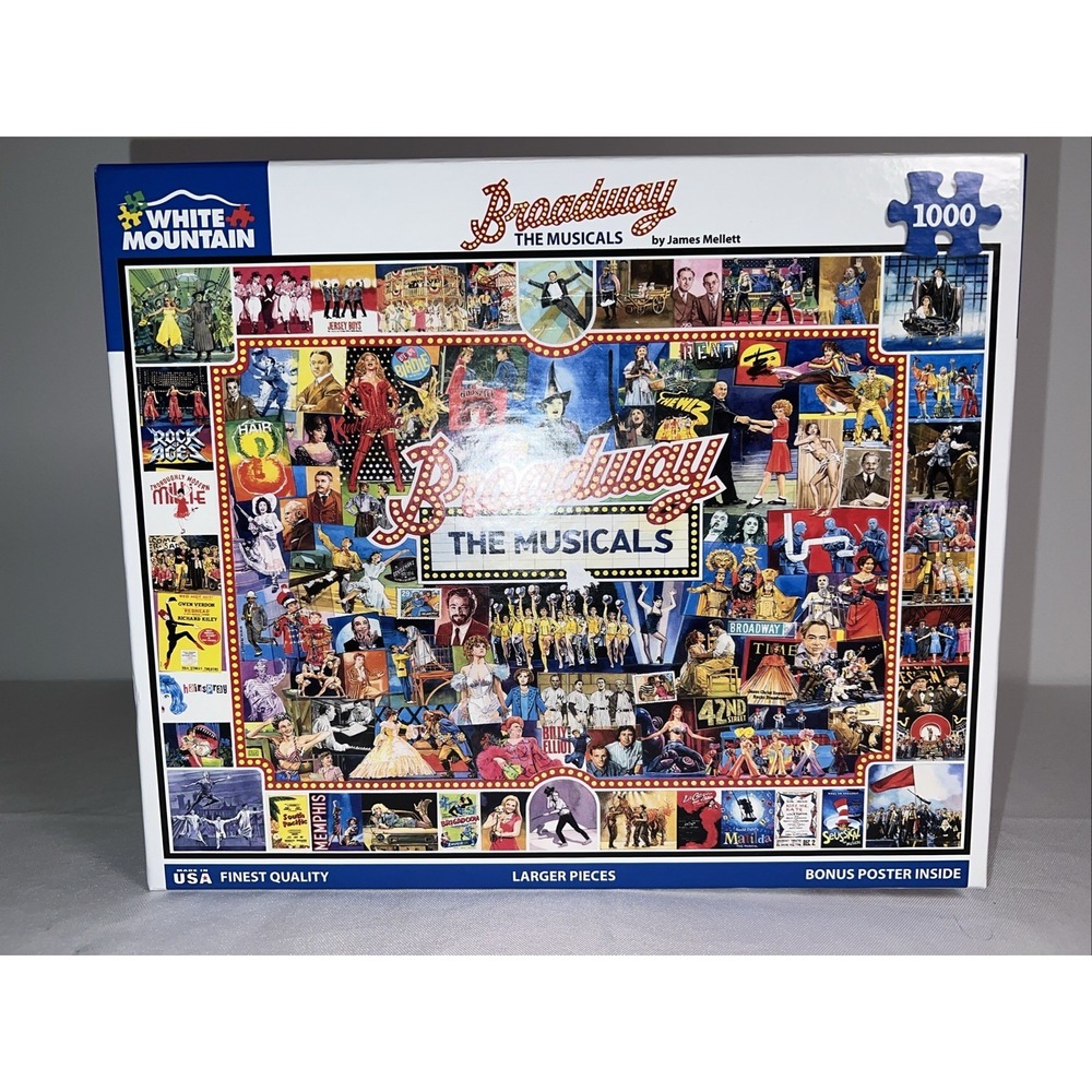 Broadway The Musicals Collage 1000 Piece Jigsaw Puzzle White Mountain NEW Sealed